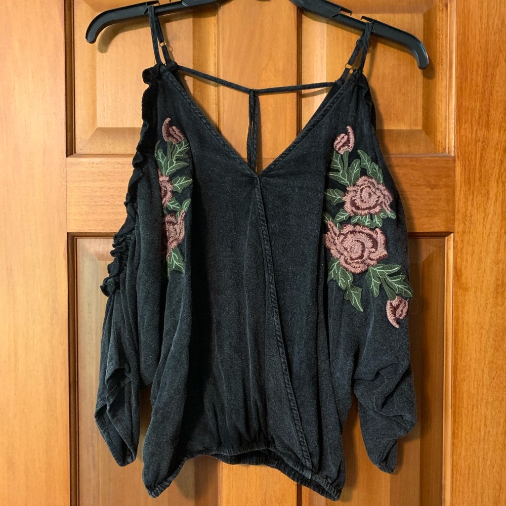 Black off the shoulder top